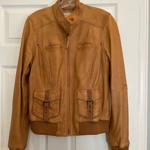 Lucky Brand Lambskin Leather Bomber Jacket Size M